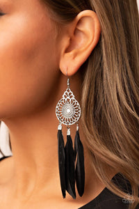 Pretty In Plumes - Black Earrings