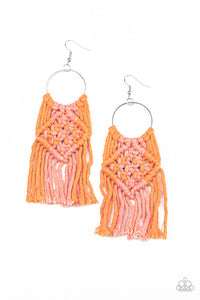 Macrame Rainbow - Orange Earrings