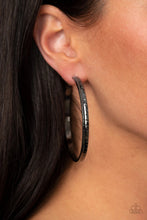 Load image into Gallery viewer, Tread All About It - Black Hoop Earring
