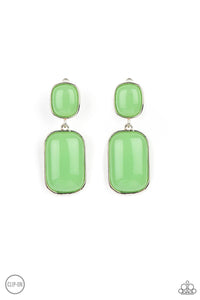 Meet Me at the Plaza - Green Clip-On Earring