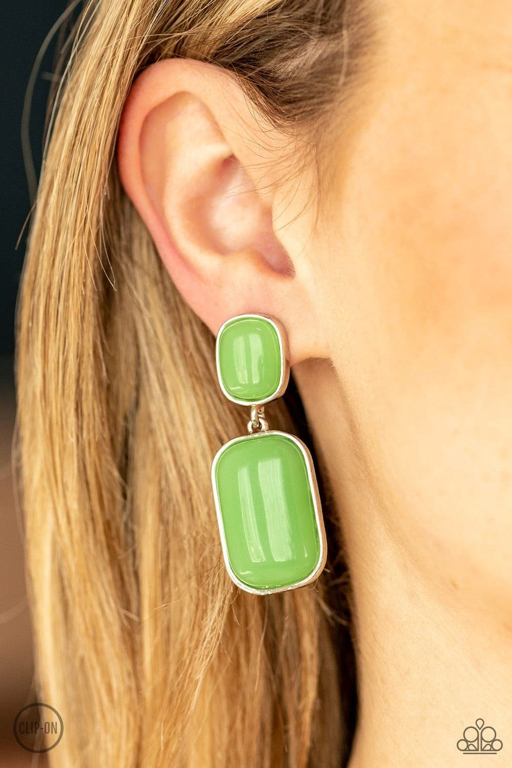 Meet Me at the Plaza - Green Clip-On Earring