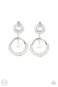 Royal Revival - White Clip-On Earrings