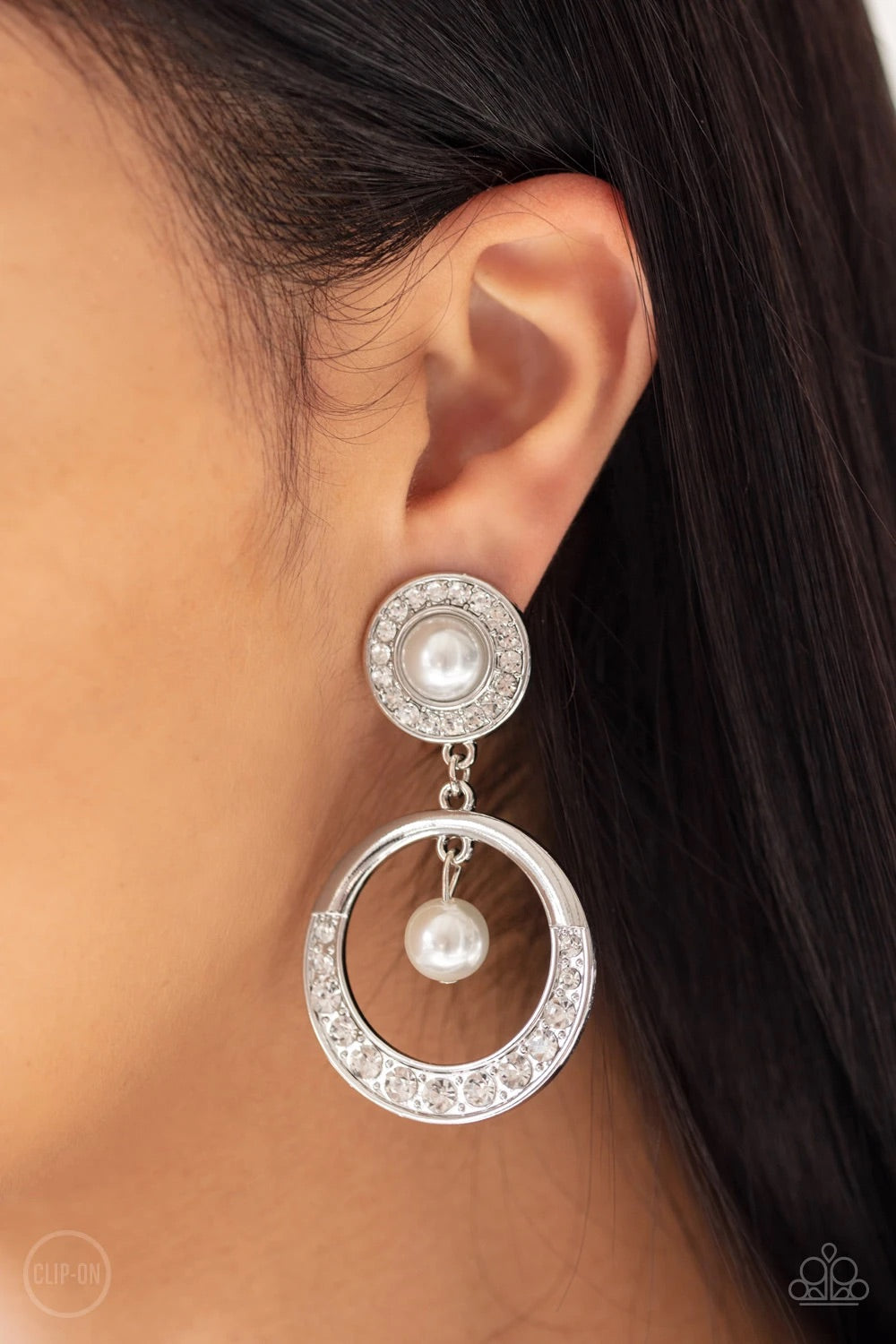 Royal Revival - White Clip-On Earrings